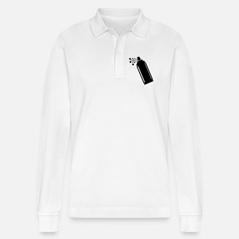 Grobkörnige Sprühdose - Stanley/Stella Unisex Bio-Langarm-Poloshirt Prepster - Weiß