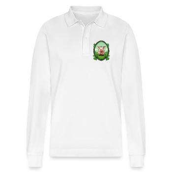Lucky Pig - Stanley/Stella Organic Unisex Long-Sleeved Polo Shirt Prepster - white - Front - Anna (173cm) & Nico (186cm)