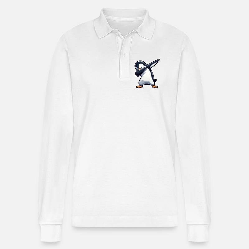 Pingouin Dab Dabbing Cool Décontracté - Polo à manches longues bio PREPSTER Stanley/Stella Unisexe - blanc