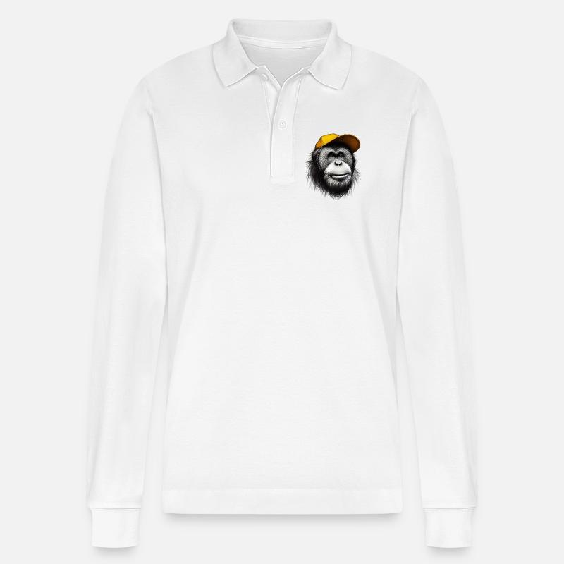 Orang-Utan-Affe - Stanley/Stella Unisex Bio-Langarm-Poloshirt Prepster - Weiß