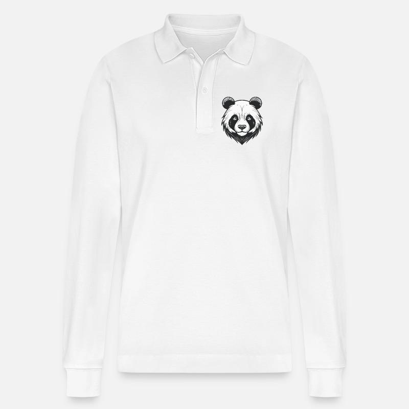 Visage d’ours avec breloque d’animal sauvage - Polo à manches longues bio PREPSTER Stanley/Stella Unisexe - blanc