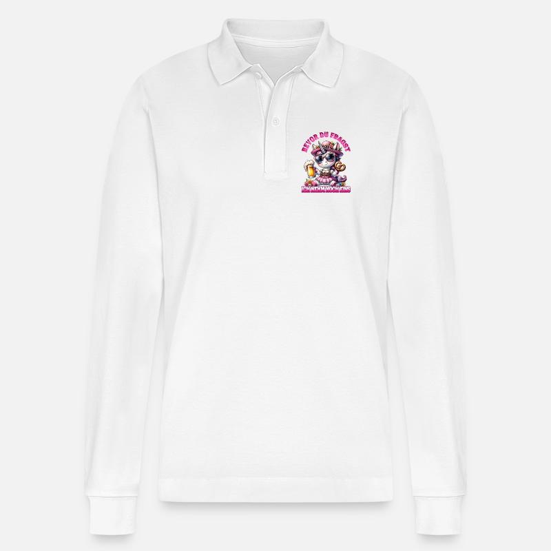 Bierfest Einhorn mit Bretzel - Stanley/Stella Unisex Bio-Langarm-Poloshirt Prepster - Weiß