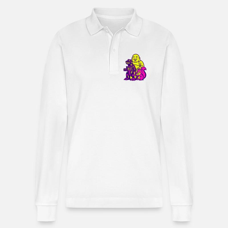 Super trio della Pop Art! - Polo a manica lunga ecologica unisex Prepster di Stanley/Stella - bianco