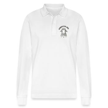 Nordeutsch Mäh Schaf  - Stanley/Stella Unisex Bio-Langarm-Poloshirt Prepster - Weiß - Vorne - Anna (173cm) & Nico (186cm)