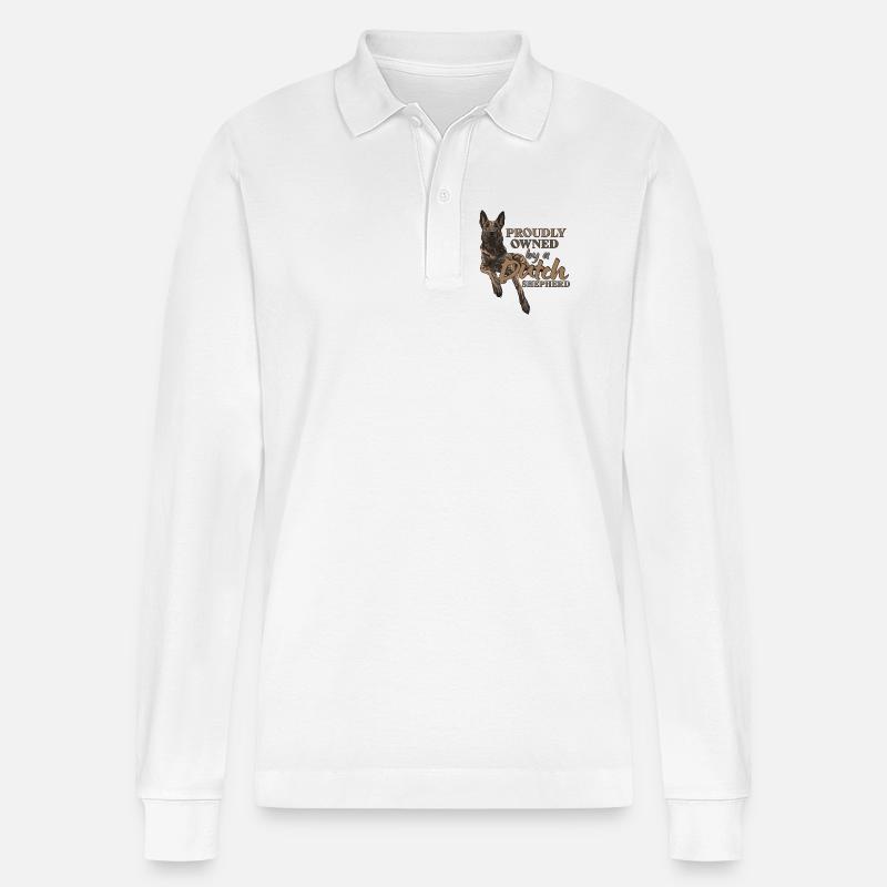 Dutch Shepherd – Dutchie - Stanley/Stella Unisex Bio-Langarm-Poloshirt Prepster - Weiß