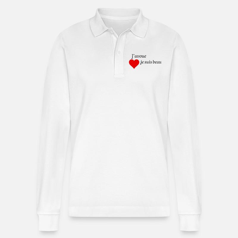 j'avoue je suis beau - Polo à manches longues bio PREPSTER Stanley/Stella Unisexe - blanc