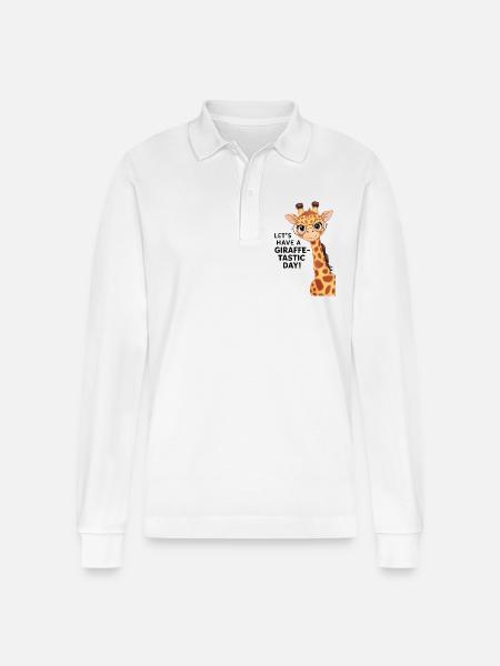 Let’s have a fantastic day - Funny giraffe - Stanley/Stella Organic Unisex Long-Sleeved Polo Shirt Prepster - white