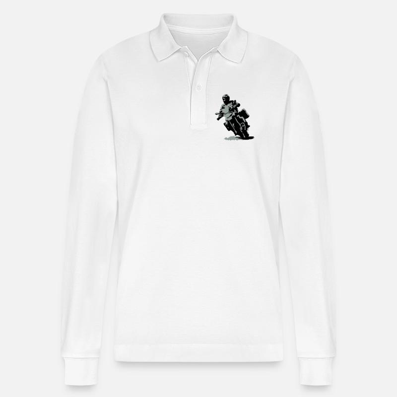 Reiseenduro klein - Stanley/Stella Unisex Bio-Langarm-Poloshirt Prepster - Weiß