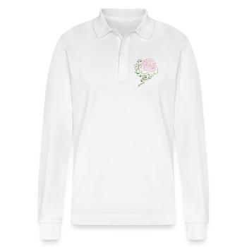 Fleur de lotus avec des feuilles de nénuphar. Lotus. - Polo à manches longues bio PREPSTER Stanley/Stella Unisexe - blanc - Devant - Anna (173cm) & Nico (186cm)
