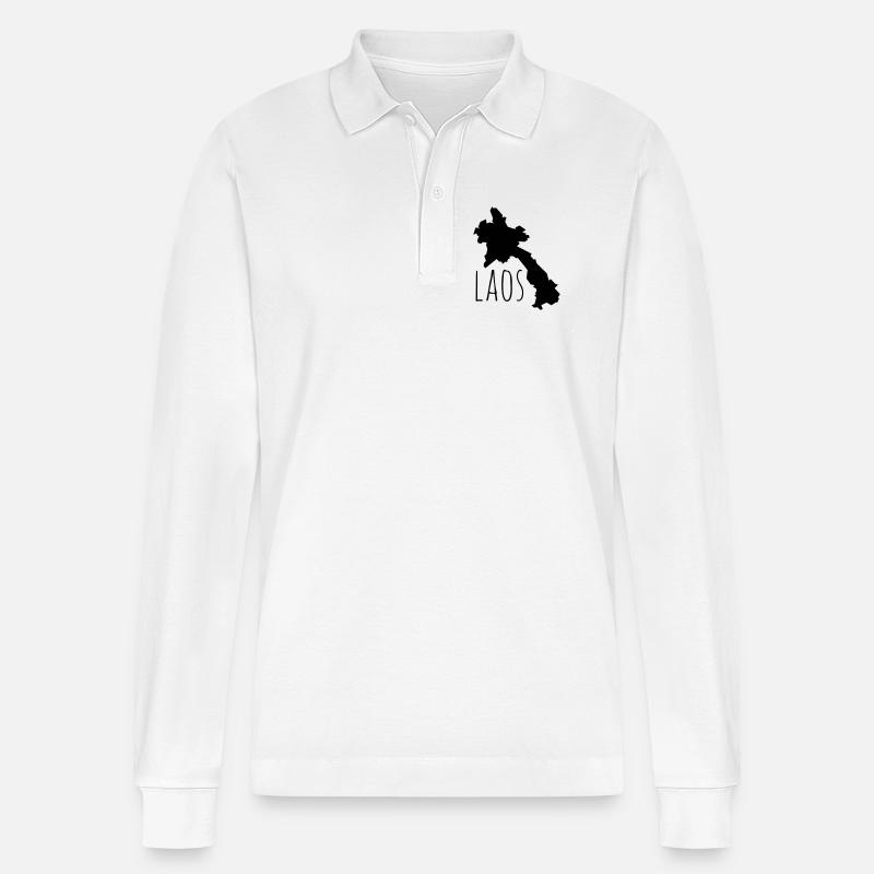 Laos - Stanley/Stella Unisex Bio-Langarm-Poloshirt Prepster - Weiß