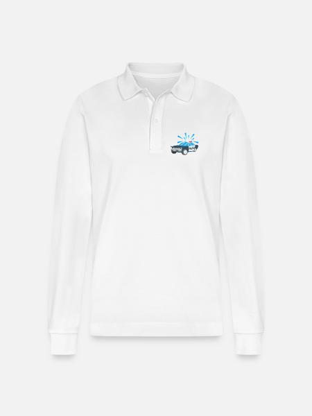 Børns shirt Politi bil Børns motiv Politi - Stanley/Stella Prepster økologisk unisex langærmet poloshirt - hvid