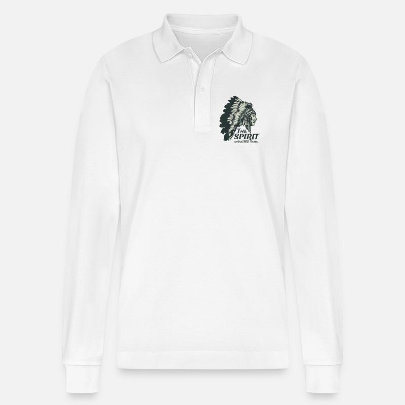 Indianer Häuptling Apache Federschmuck Geschenk - Stanley/Stella Unisex Bio-Langarm-Poloshirt Prepster - Weiß