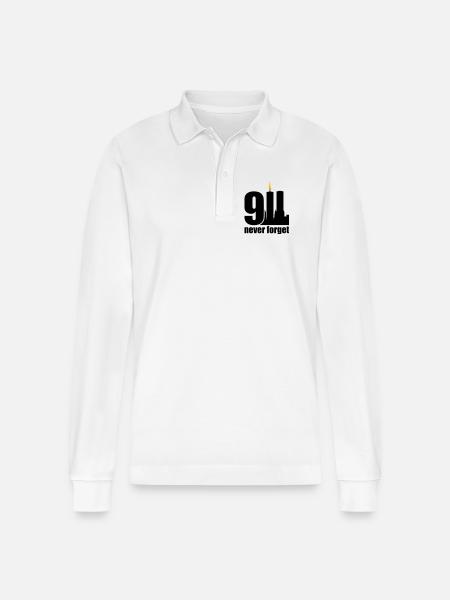 never forget 9/11 - Stanley/Stella Organic Unisex Long-Sleeved Polo Shirt Prepster - white