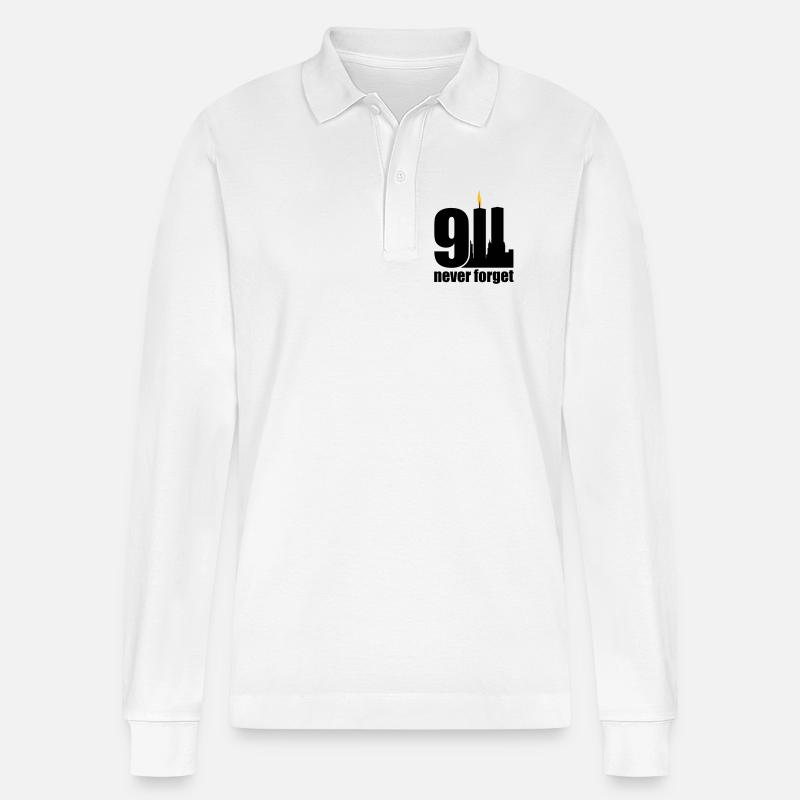 never forget 9/11 - Stanley/Stella Unisex Bio-Langarm-Poloshirt Prepster - Weiß
