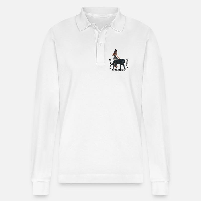 Mit dem Wolf umwerfend - Stanley/Stella Unisex Bio-Langarm-Poloshirt Prepster - Weiß