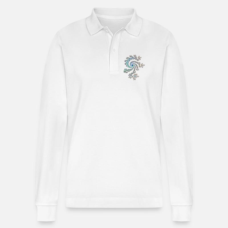 Digitale Spiralfraktal Muster - Stanley/Stella Unisex Bio-Langarm-Poloshirt Prepster - Weiß