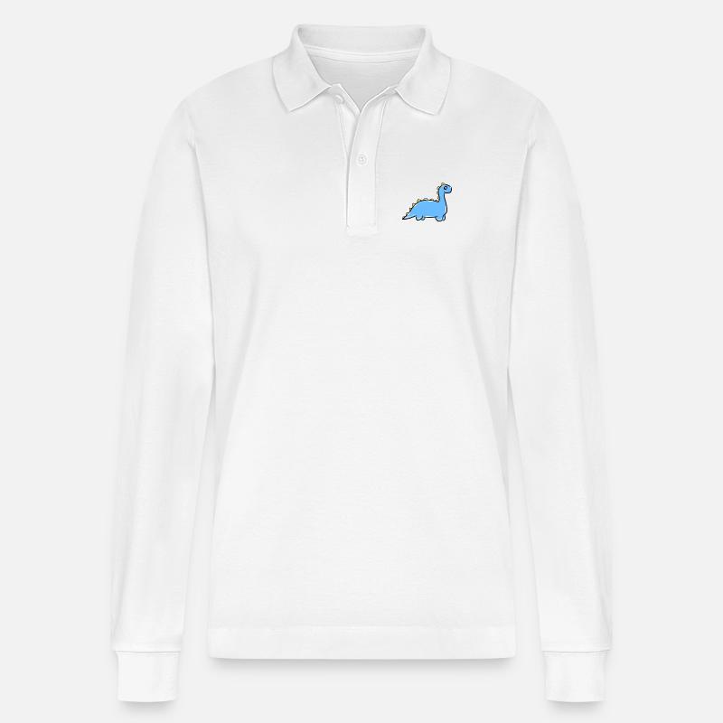 Dinosaurier - Stanley/Stella Unisex Bio-Langarm-Poloshirt Prepster - Weiß