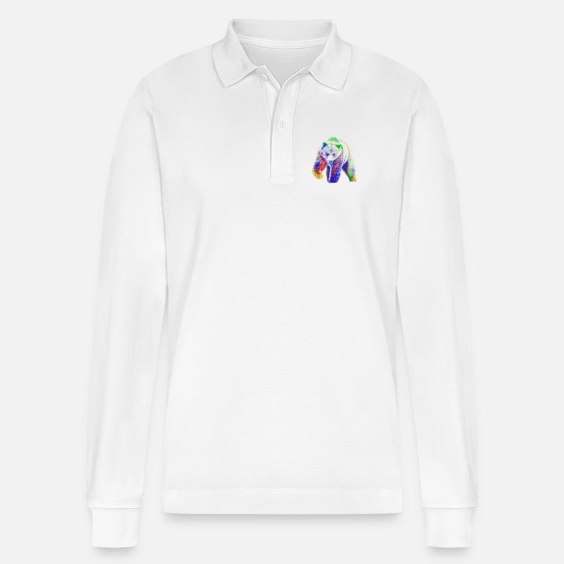 Bär - Stanley/Stella Unisex Bio-Langarm-Poloshirt Prepster - Weiß