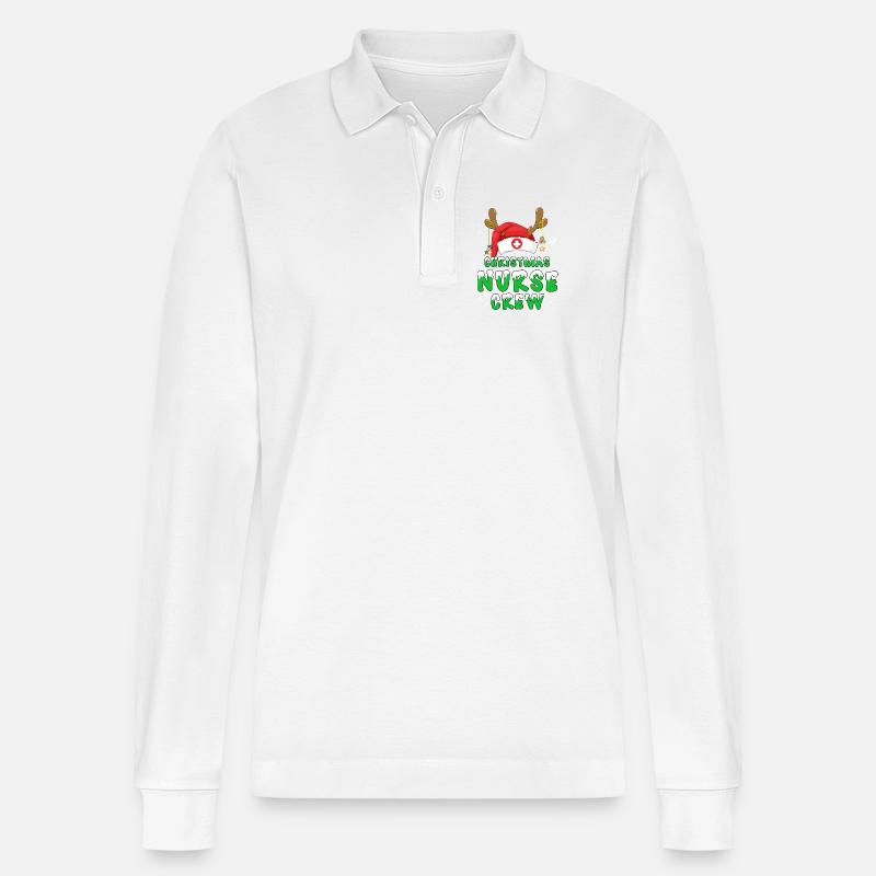 Christmas Nurse Crew - Stanley/Stella Unisex Bio-Langarm-Poloshirt Prepster - Weiß