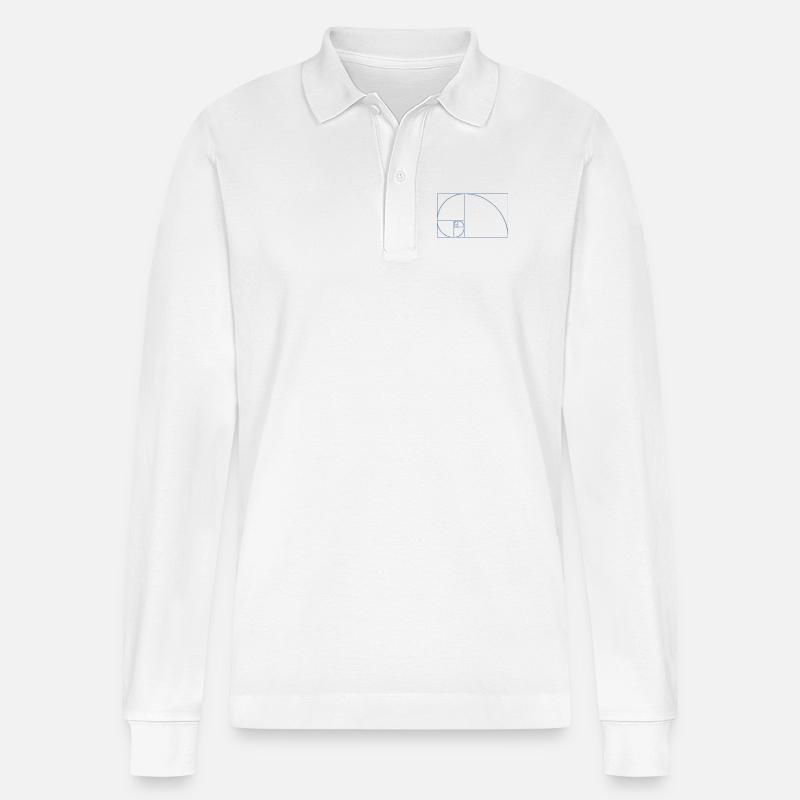 Fibonacci Tshirt - Stanley/Stella Unisex Bio-Langarm-Poloshirt Prepster - Weiß