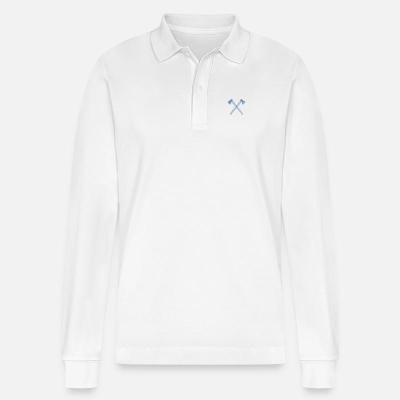 Axt gekreuzte Äxte - Stanley/Stella Unisex Bio-Langarm-Poloshirt Prepster - Weiß