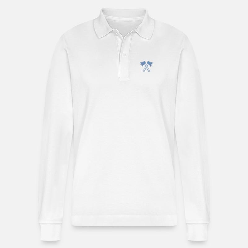 Axt Äxte Holzfäller Forstwirt - Stanley/Stella Unisex Bio-Langarm-Poloshirt Prepster - Weiß