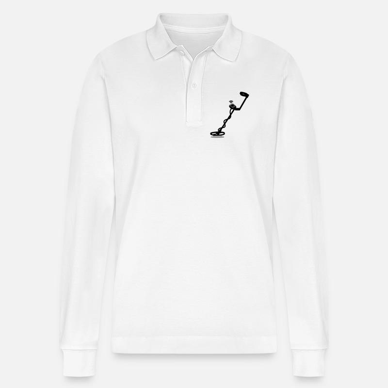 Metalldetektor - Stanley/Stella Unisex Bio-Langarm-Poloshirt Prepster - Weiß