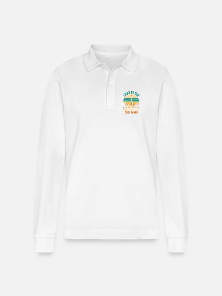 Guitar and Nature Sunset Vibe - Stanley/Stella Organic Unisex Long-Sleeved Polo Shirt Prepster - white