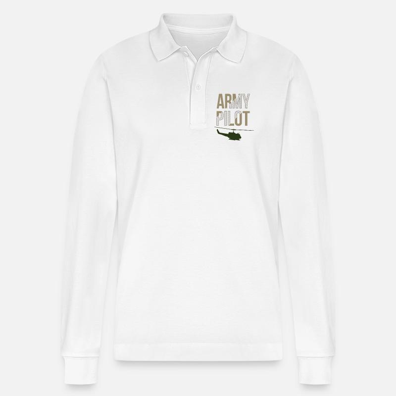 Armee Pilot - Stanley/Stella Unisex Bio-Langarm-Poloshirt Prepster - Weiß