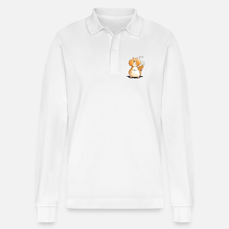 Hamster Mit Hamsterbacke I Spruch Statement - Stanley/Stella Unisex Bio-Langarm-Poloshirt Prepster - Weiß