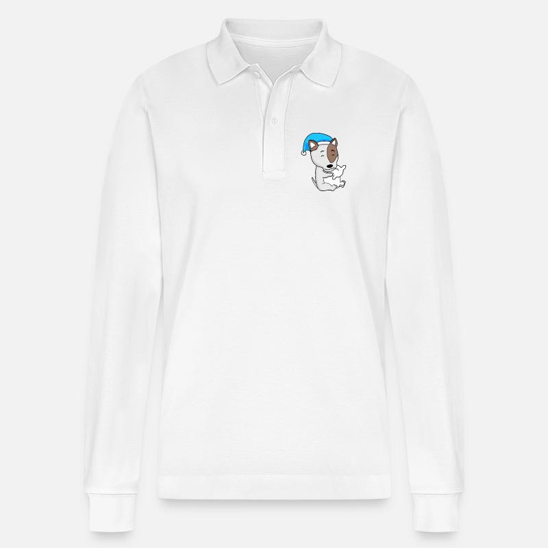 Hund Hunderasse Bullterrier - Stanley/Stella Unisex Bio-Langarm-Poloshirt Prepster - Weiß
