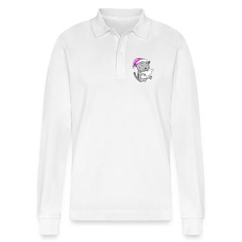 Ägyptische Mau - Stanley/Stella Unisex Bio-Langarm-Poloshirt Prepster - Weiß - Vorne - Anna (173cm) & Nico (186cm)