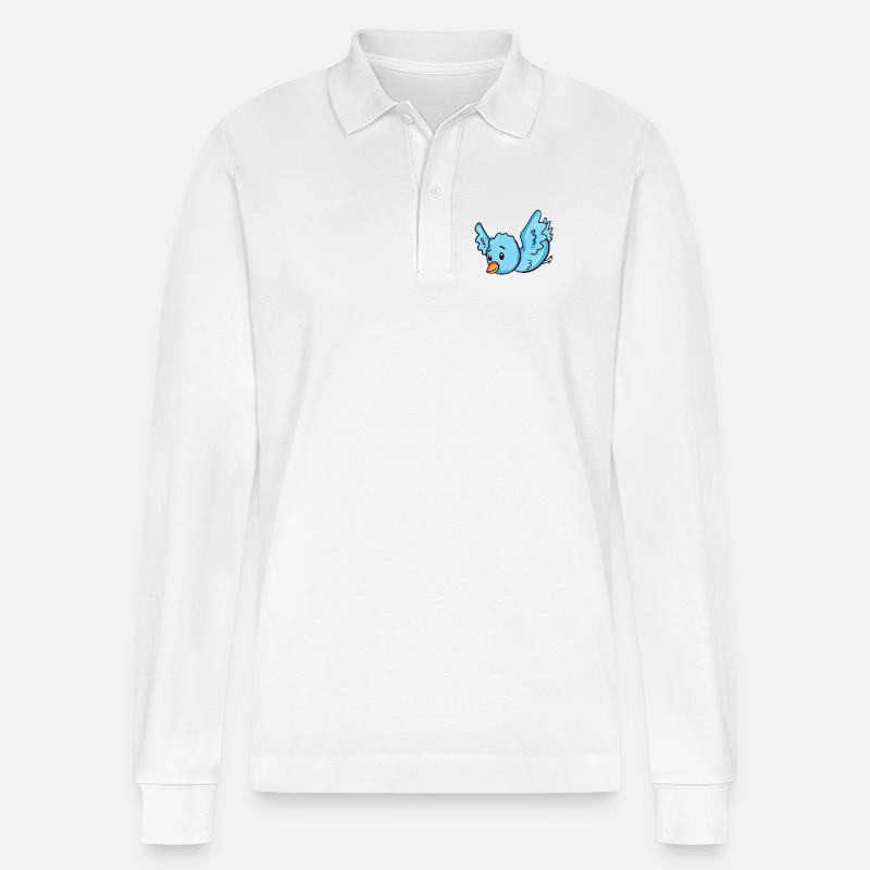 Bleu oiseau - Polo à manches longues bio PREPSTER Stanley/Stella Unisexe - blanc