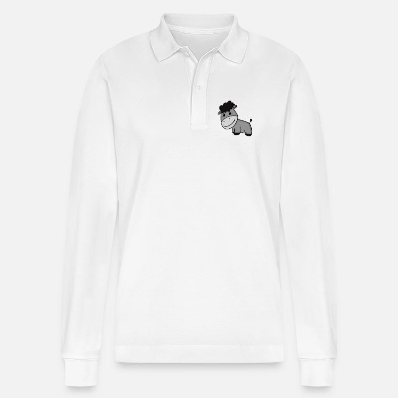 Esel - Stanley/Stella Unisex Bio-Langarm-Poloshirt Prepster - Weiß