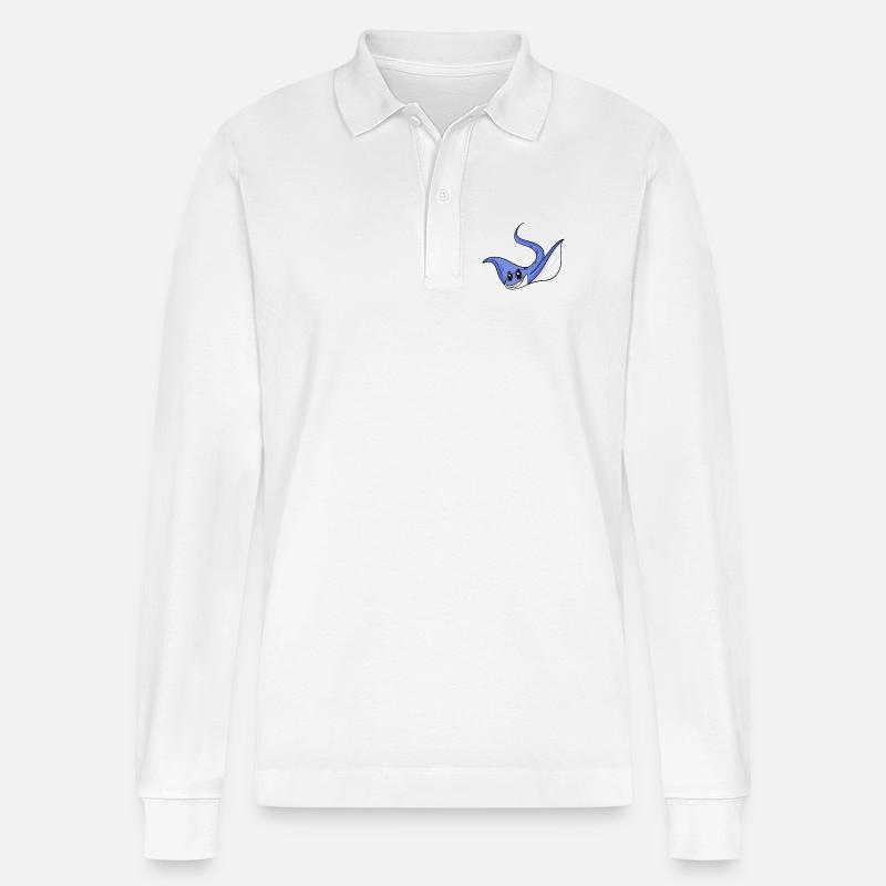 Stachelrochen - Stanley/Stella Unisex Bio-Langarm-Poloshirt Prepster - Weiß