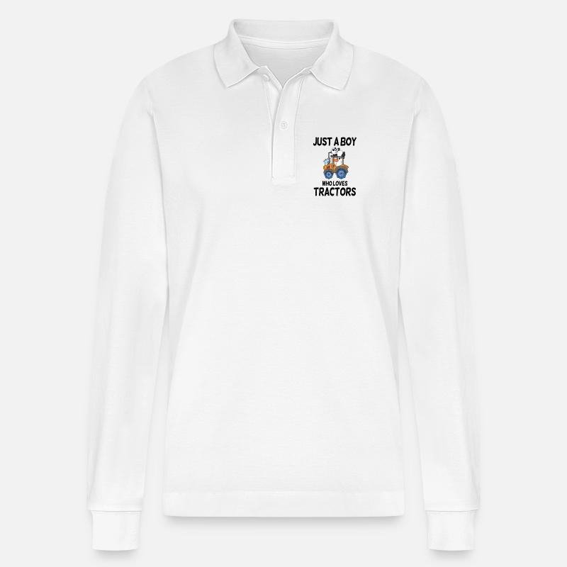 Traktor Trecker Spruch - Stanley/Stella Unisex Bio-Langarm-Poloshirt Prepster - Weiß