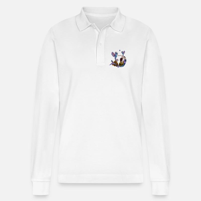 Wunderbare Meerjungfrau mit Seepferdchen - Stanley/Stella Unisex Bio-Langarm-Poloshirt Prepster - Weiß