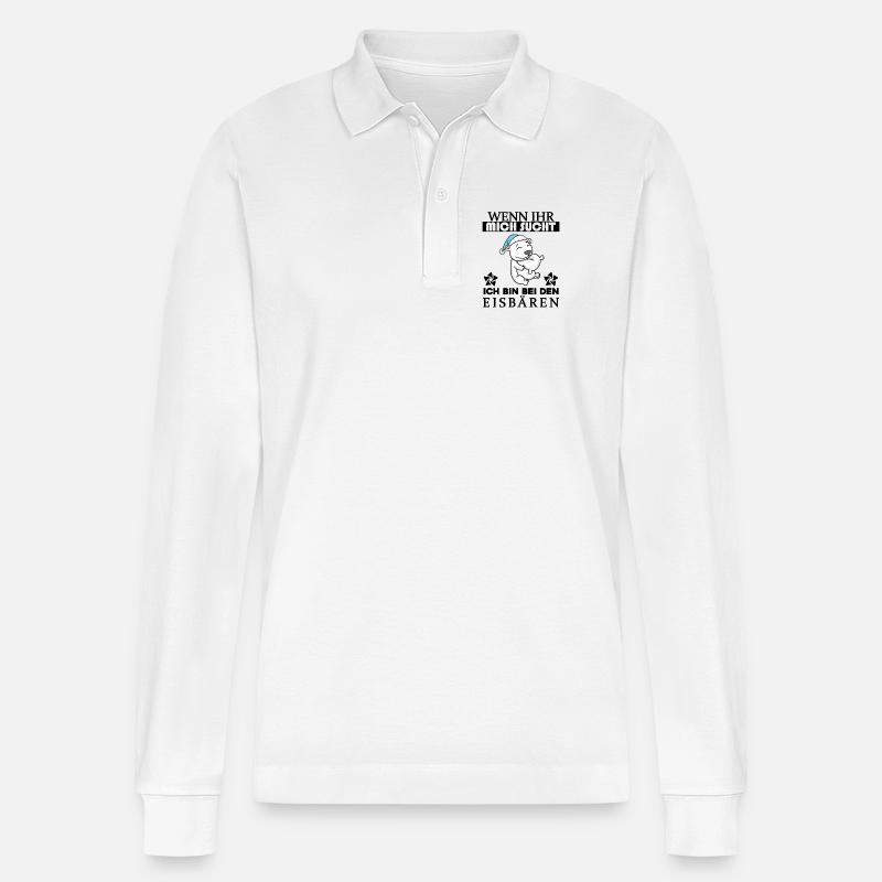 Eisbär Polarbär Bär - Stanley/Stella Unisex Bio-Langarm-Poloshirt Prepster - Weiß