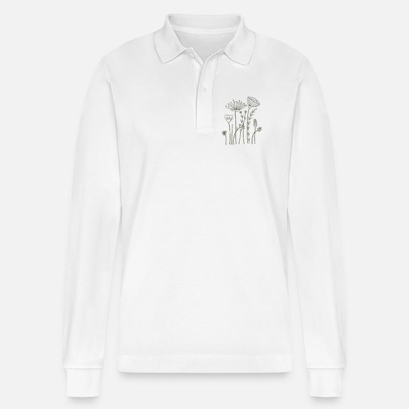 trockenblumen - Stanley/Stella Unisex Bio-Langarm-Poloshirt Prepster - Weiß