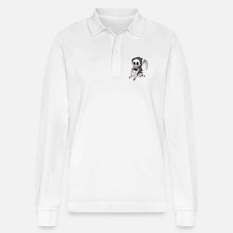 Sensenmann Kuh - Stanley/Stella Unisex Bio-Langarm-Poloshirt Prepster - Weiß