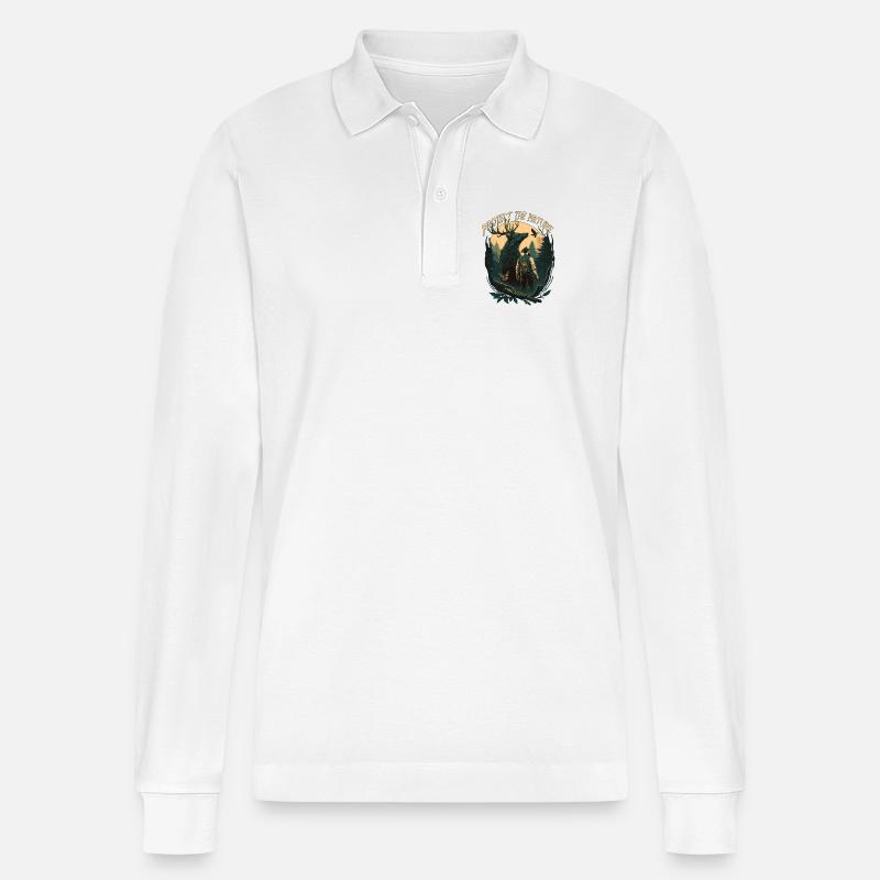 Jäger mit Tieren im Wald - Stanley/Stella Unisex Bio-Langarm-Poloshirt Prepster - Weiß