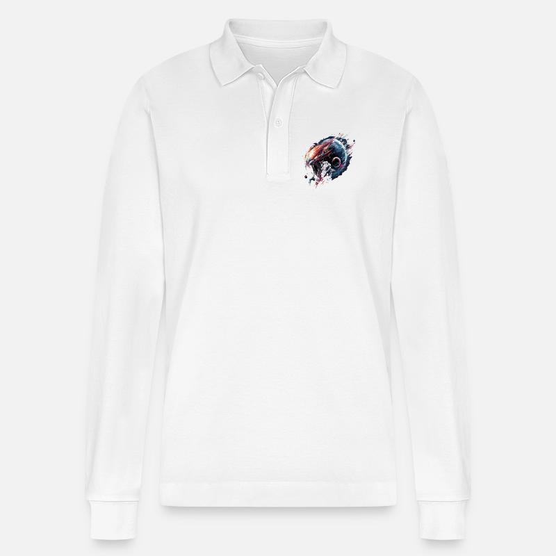 Alien Creature Planet Sci-Fi - Stanley/Stella Unisex Bio-Langarm-Poloshirt Prepster - Weiß