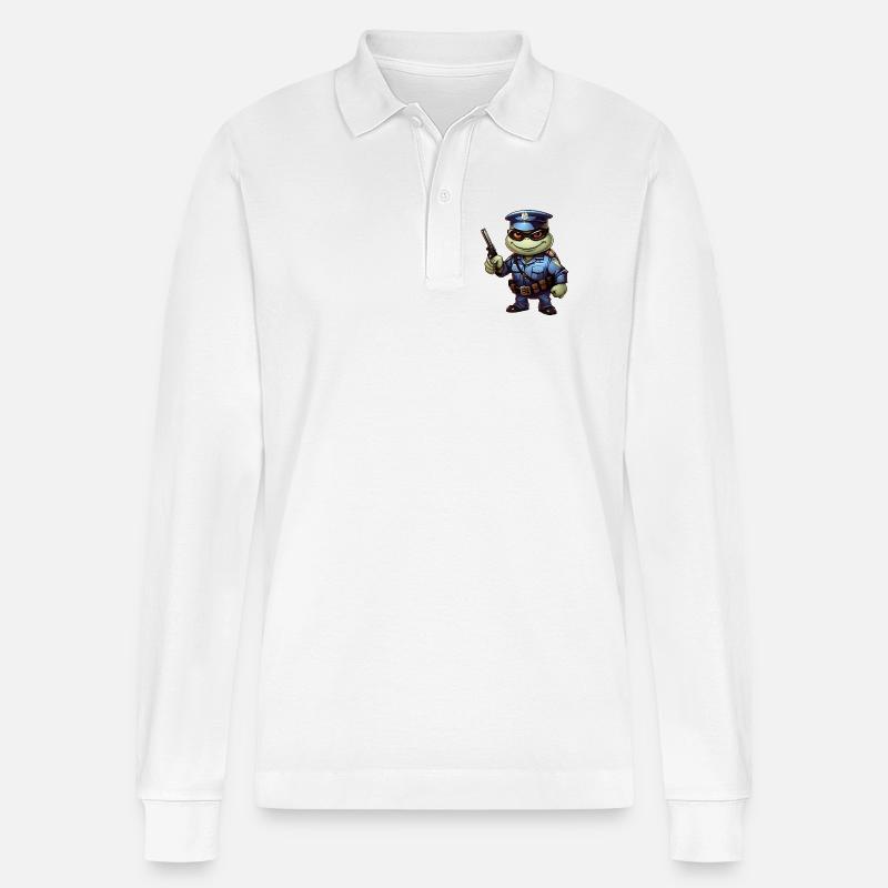 Polizei Schildkröte - Stanley/Stella Unisex Bio-Langarm-Poloshirt Prepster - Weiß