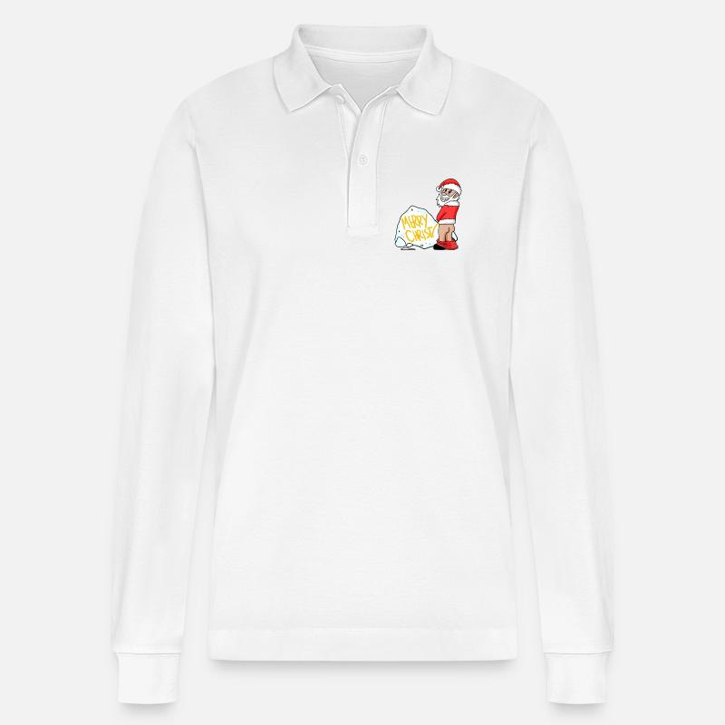 Weihnachtsmann lustig - Stanley/Stella Unisex Bio-Langarm-Poloshirt Prepster - Weiß