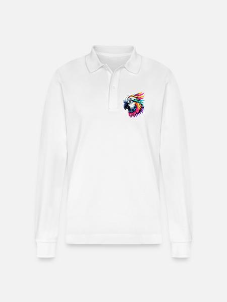 Cockatoo parrot with crest - Stanley/Stella Organic Unisex Long-Sleeved Polo Shirt Prepster - white