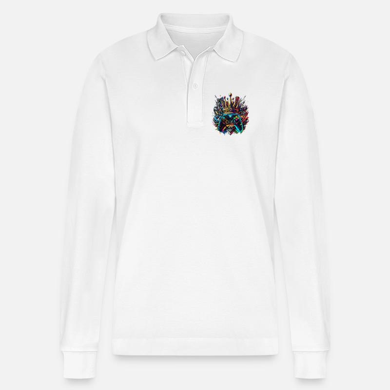 Königlicher Graffiti Gaming Controller - Stanley/Stella Unisex Bio-Langarm-Poloshirt Prepster - Weiß