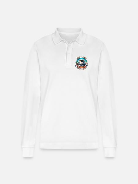 Humoristisk kaffekunst med førstehjelpsmotiv - Stanley/Stella Prepster økologisk unisex-poloskjorte med lange ermer - hvit