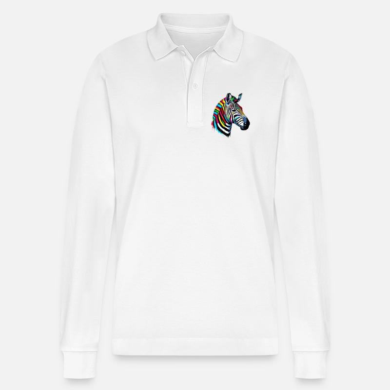 Zebra - Stanley/Stella Unisex Bio-Langarm-Poloshirt Prepster - Weiß