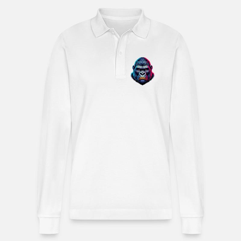 Gorilla - Stanley/Stella Unisex Bio-Langarm-Poloshirt Prepster - Weiß