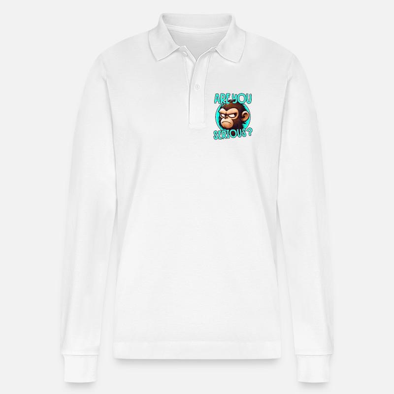 Bist du Serious Monkey? - Stanley/Stella Unisex Bio-Langarm-Poloshirt Prepster - Weiß